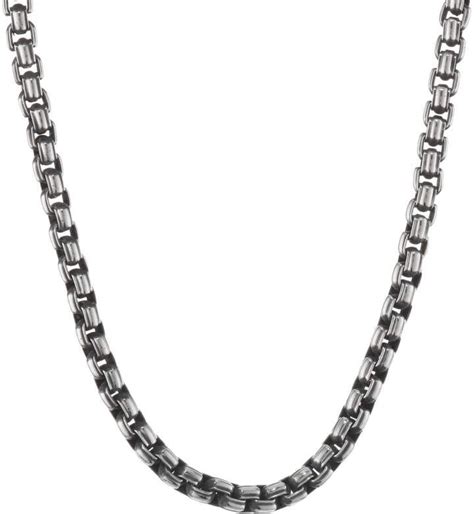 lynx stainless steel box chain necklace 22 in|Mens Lynx Stainless Steel 22in. Chain Necklace .